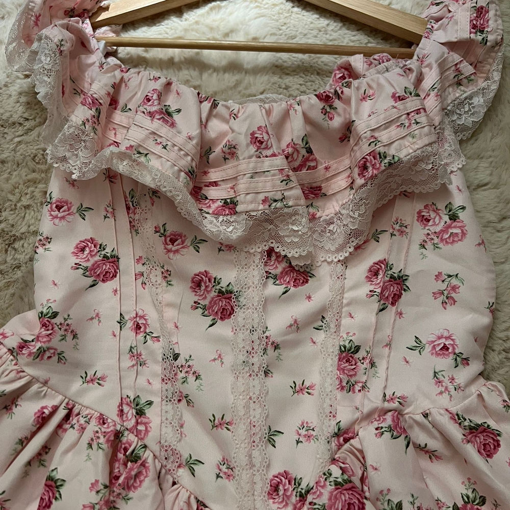 SHEIN Pink Floral Ruffle Dress